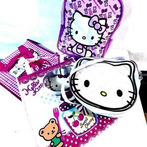 Hello Kitty Lot 2 NWT Tote Bags BookBag Pocketbook Backpack Bag Shoulder  EUC